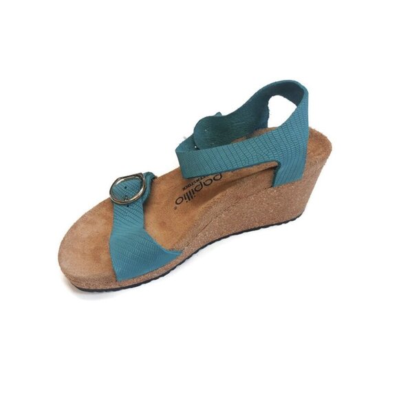 Papillio By Birkenstock Soley Leather Wedge Sandals Size 6 Biscay Bay NARROW Fit - Picture 4 of 9
